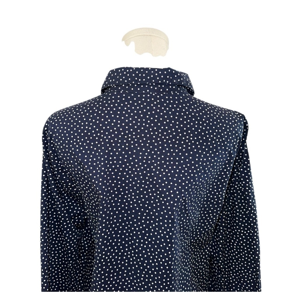 Women’s 14/16 Navy Blue Polkadot Button Down 100% Cotton Nautical Tunic Shirt - Picture 5 of 7